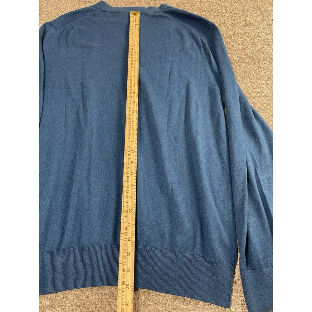Banana Republic Luxury Silk Cashmere Blend V Neck Sweater Mens L Blue Pullover